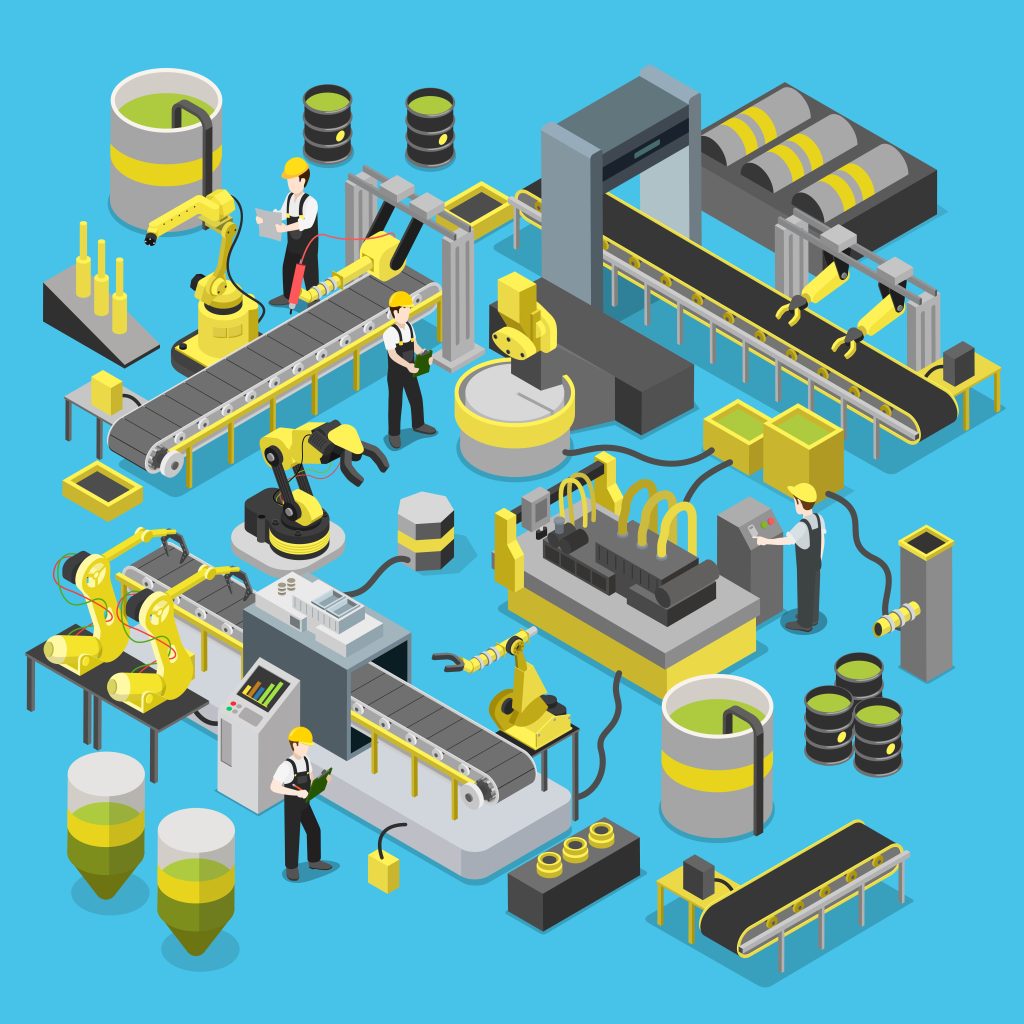 Automated assembly line with robotic arms improving production efficiency in a manufacturing plant